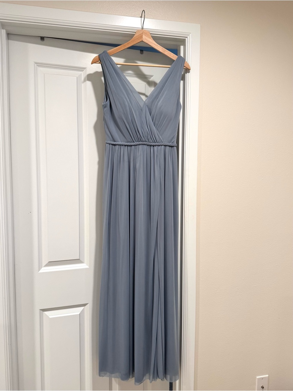 Azazie Elegant Light Blue V-Neck Sleeveless Maxi Dress